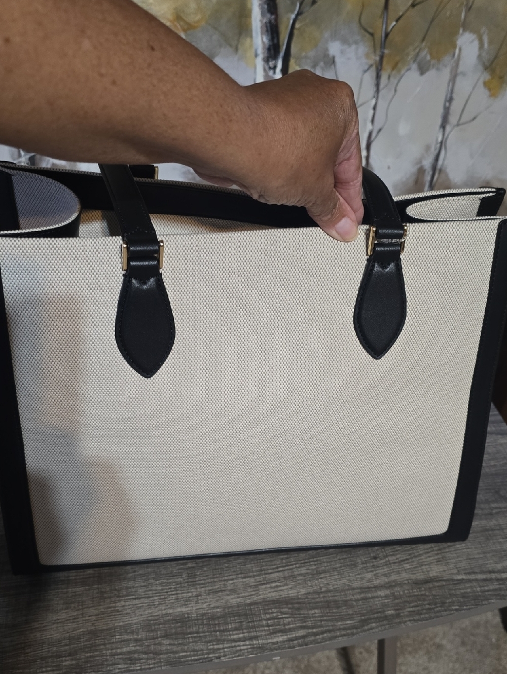 Kate Spade New York Black & Cream Canvas Tote Bag - Picture 3 of 8